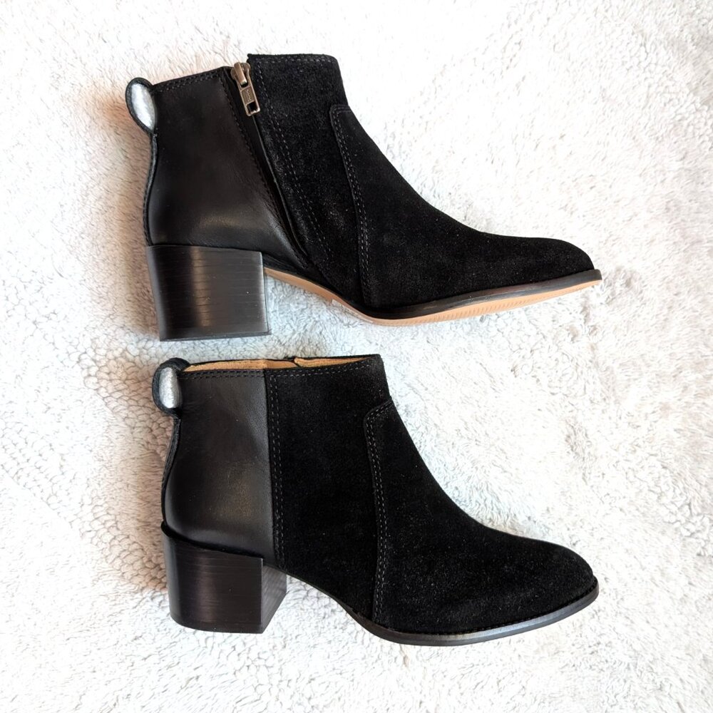 NWT Madewell Asher Boots in Suede and Leather (Size: 6; Color: true black)